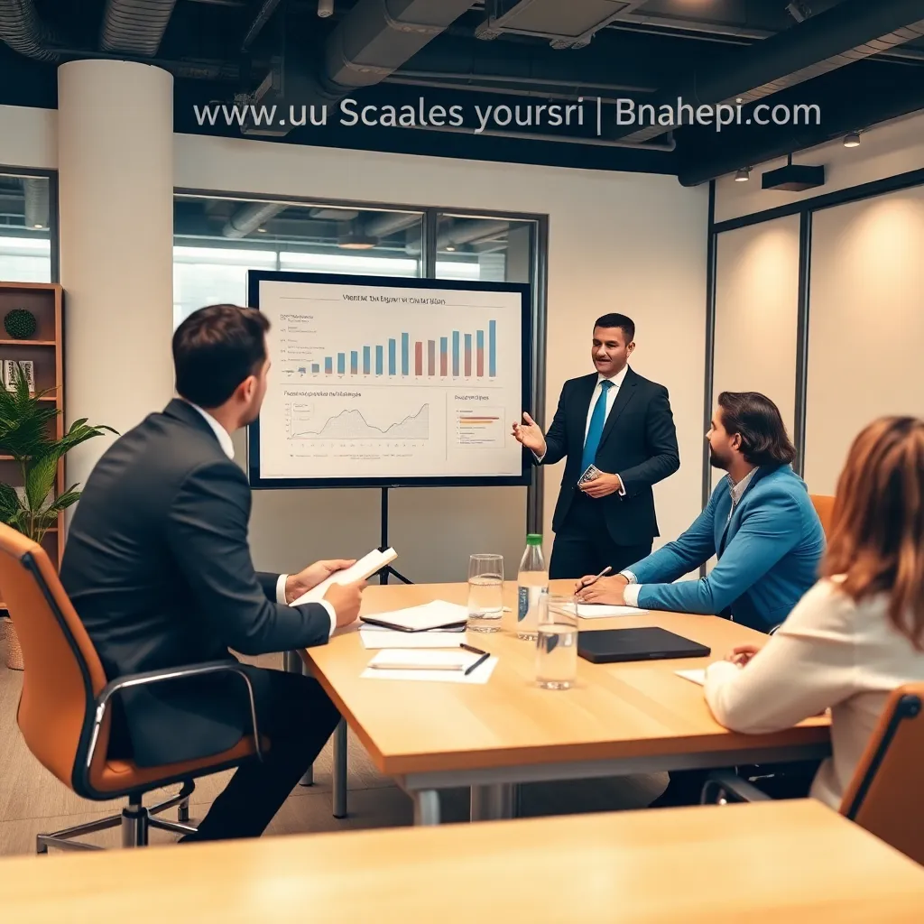 Uzmanlarımız bir işletme sahibine finansal büyüme planı sunarken