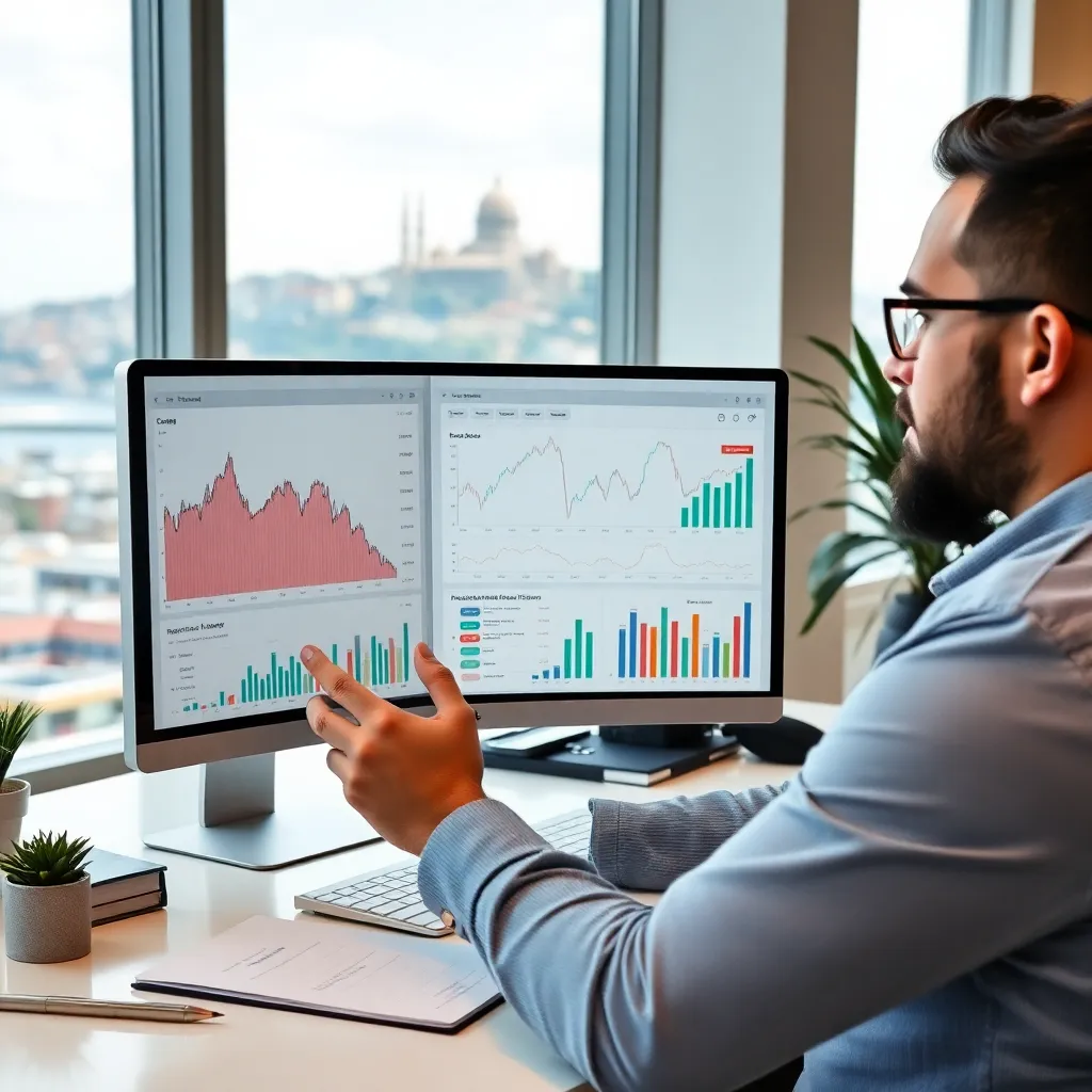 Finansal analist grafikleri ve tabloları incelerken